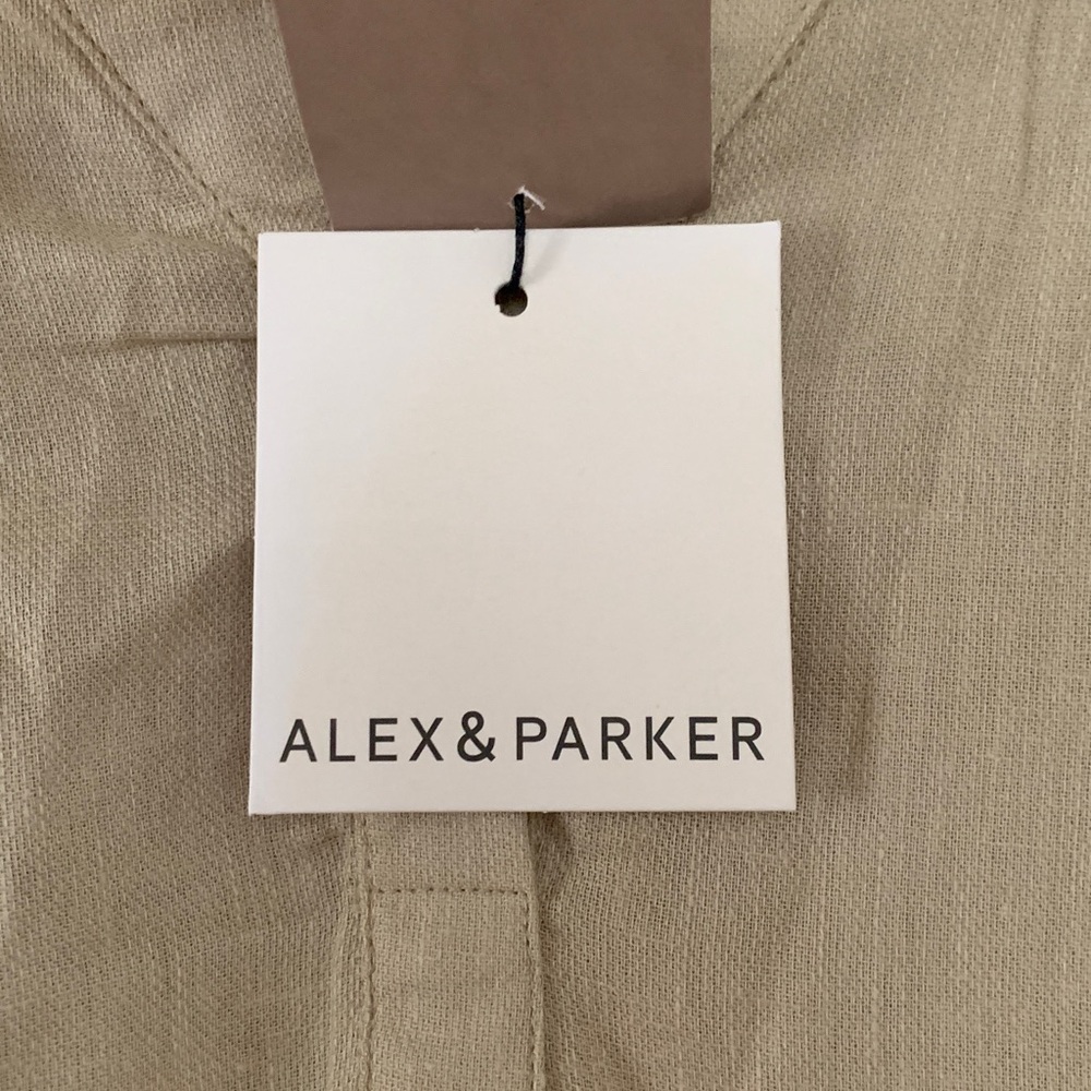 Alex & Parker stone linen flutter sleeve blouse womens new - Picture 3 of 7